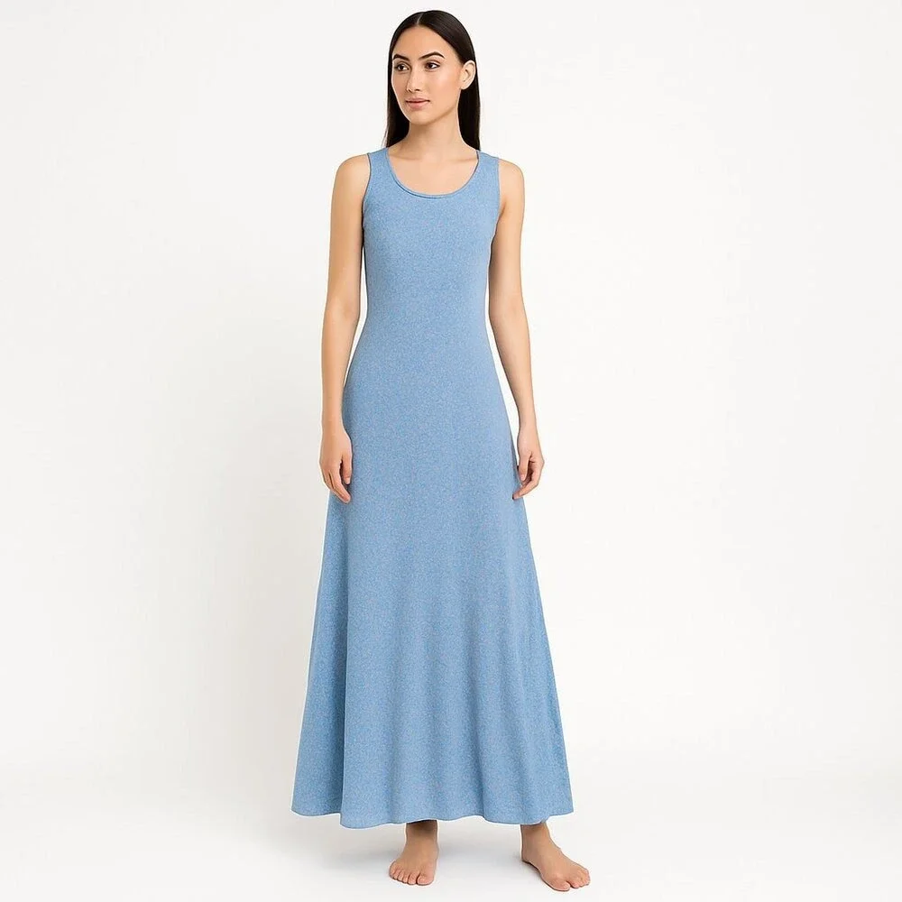 APRIL CORNELL romantic‎ cottagecore ditsy floral sleeveless maxi Dress blue M